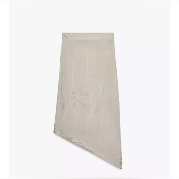 Zara ZW Collection Embroidered Asymmetric Skirt - Picture 2 of 6